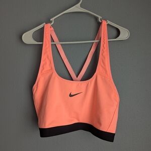 Nike Dri-Fit neon orange sports bra size XL 18x9 no pad inserts
